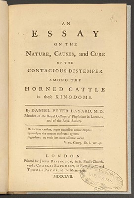 Lot 230 - Layward (Daniel P,). An Essay on the Nature, Causes...of the Contagious Distemper..., 1st ed., 1757