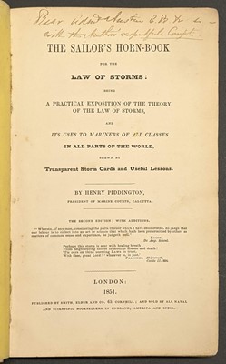 Lot 272 - Piddington (Henry). The Sailor's Horn-Book for the Law of Storms, 2nd edition, 1851