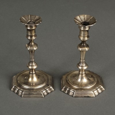 Lot 205 - Candlesticks. A pair of George II silver candlesticks