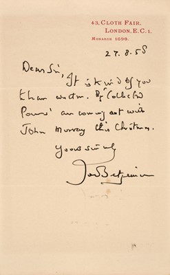 Lot 187 - Literary Autographs. A small selection of autograph letters signed, etc