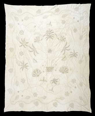 Lot 379 - Embroidered bedcover. A bullion-work coverlet, English, early 19th century