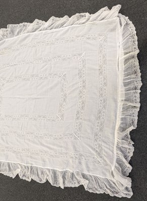 Lot 379 - Embroidered bedcover. A bullion-work coverlet, English, early 19th century