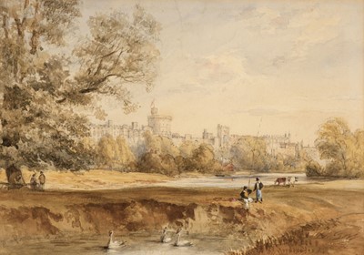 Lot 115 - Baker (Thomas, of Leamington, 1809-1869). Windsor Castle with figures and river, & 6 others