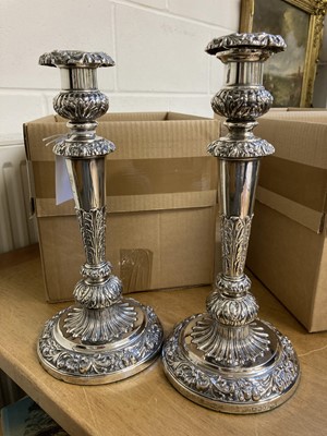 Lot 206 - Candlesticks. A pair of George III silver candlesticks