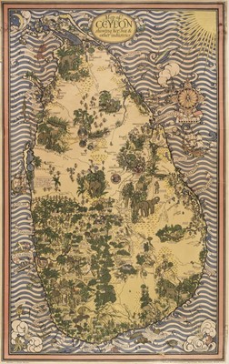 Lot 131 - Sri Lanka. MacDonald Gill (Leslie), Map of Ceylon showing her Tea and other Industries, 1933