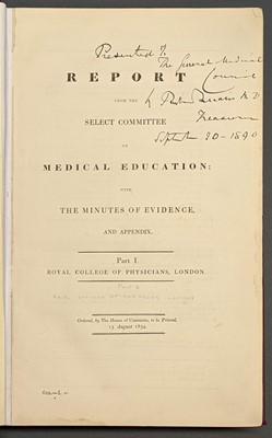 Lot 291 - Medical Education. Report from the Select Committee on Medical Education