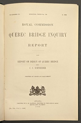 Lot 280 - Quebec Bridge Inquiry. Royal Commission Quebec Bridge Inquiry.