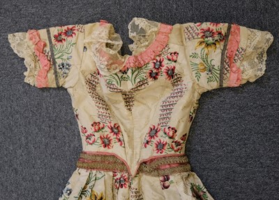 Lot 377 - Dress. A brocade gown of circa 1770s Spitalfields silk, with later alterations