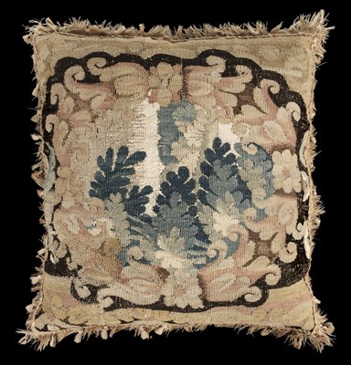 Lot 415 - Tapestry cushion. A cushion made from Flemish verdure tapestry, 17th or 18th century
