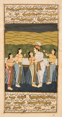 Lot 157 - Indian miniature. Shah Jahan and Mumtaz Mahal, mid 19th century