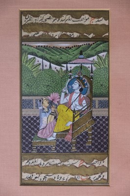 Lot 157 - Indian miniature. Shah Jahan and Mumtaz Mahal, mid 19th century