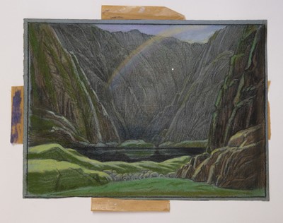 Lot 166 - Sleigh (Bernard 1872-1954). Landscape with rainbow over mountain tarn, & 4 others