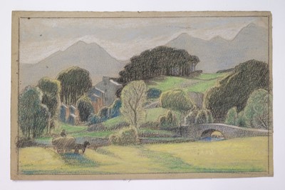 Lot 166 - Sleigh (Bernard 1872-1954). Landscape with rainbow over mountain tarn, & 4 others