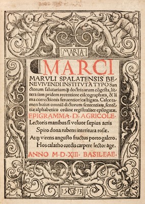 Lot 312 - Marulic (Marko). Bene vivendi institua, 1513