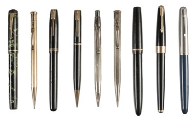 Lot 263 - Fountain Pens. A collection of pens including Parker and Watermans