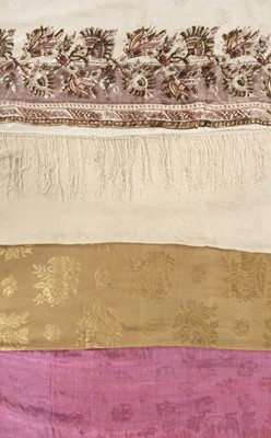 Lot 413 - Shawls. Four damask silk shawls, circa 1860s-1880s