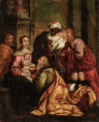 Lot 4 - Flemish 17th century School, Adoration of the Magi, oil on copper