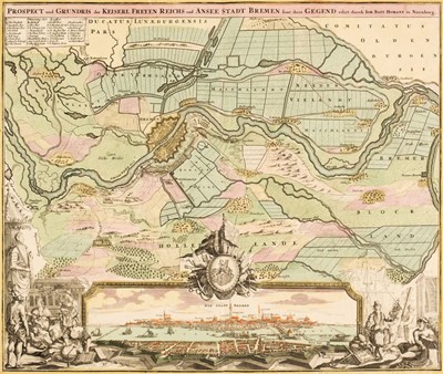 Lot 113 - Germany. Homann (Johann Baptist), Prospect and plan of Bremen, circa 1720