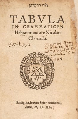 Lot 269 - Clenard (Nicolas,). Tabula in Grammatican Hebraeam, 1540