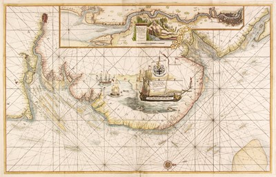 Lot 99 - Collins (Captain Greenville). Six uncoloured sea charts, circa 1700