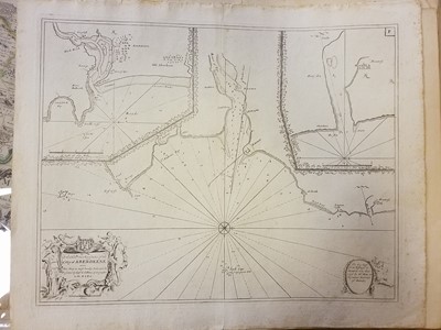 Lot 98 - Collins (Captain Greenville). Six sea charts, circa 1700