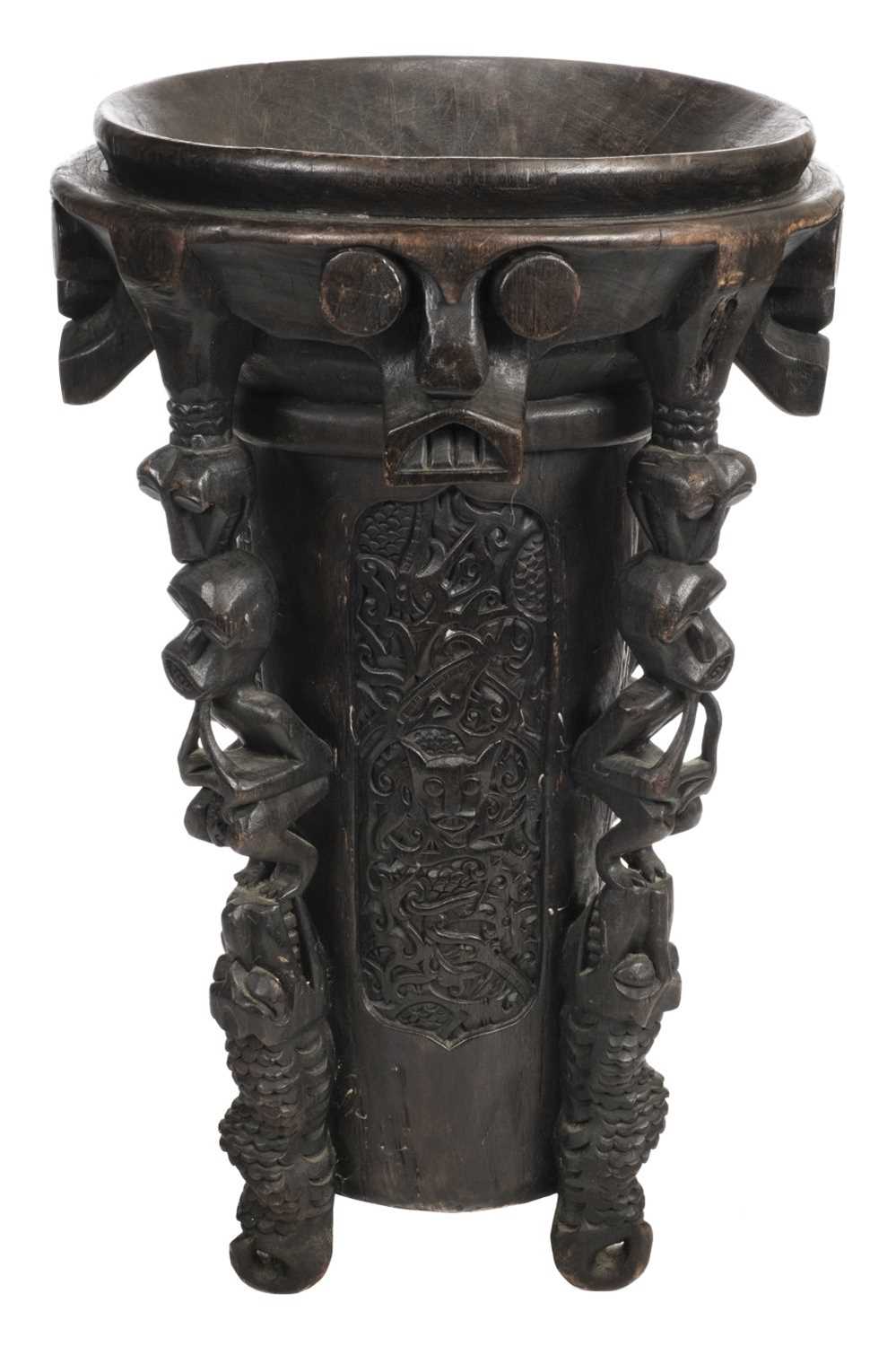 Lot 321 - Indonesia. A Dyak tribe carved wood stool or vessel
