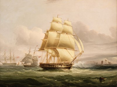 Lot 90 - Buttersworth (James Edward 1817-1894). A frigate testing her guns, oil on canvas