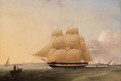 Lot 92 - Buttersworth (James Edward 1817-1894). Ship rigged sloop sailing from Portsmouth
