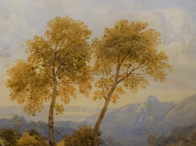 Lot 112 - Barret (George, circa 1767-1842), Mountain landscape with bridge and castle