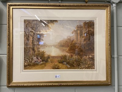 Lot 113 - Barret (George, circa 1767-1842). Classical landscape with peacock by a river, watercolour