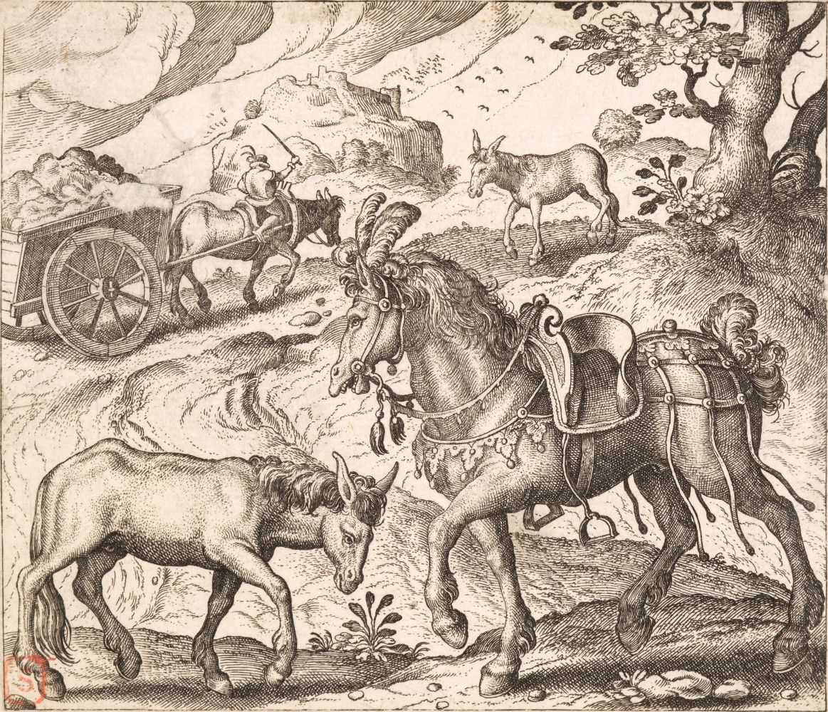 Lot 43 - Gheeraerts (Marcus, I). The Horse and the Ass & the Greedy bird-catcher, 1567