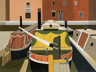 Lot 255 - Thornton (Richard, 1922-1971). Canal Boats, acrylic