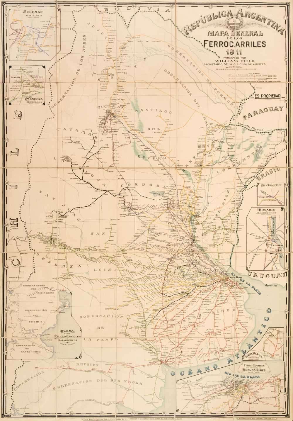 Lot 76 - Argentina. Field (William, publisher), Republica Argentina Mapa General..., 1911