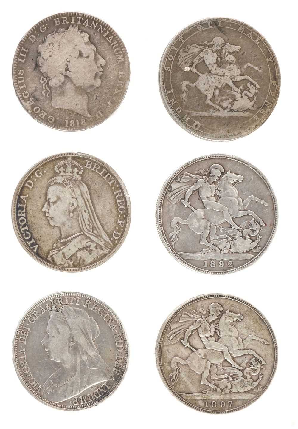Lot 233 - Coins. George III and later silver crowns and other coins