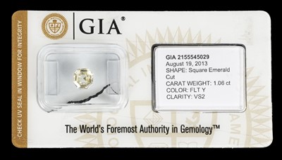 Lot 225 - Diamond. Square emerald cut diamond - GIA 2155545029