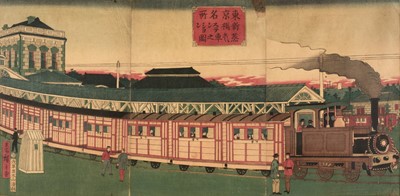 Lot 158 - Japanese School. Steam train with carriages, circa 1870