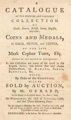 Lot 393 - Coin & Medal auction catalogues. A volume of 16 coin & medal auction catalogues, 1786-91