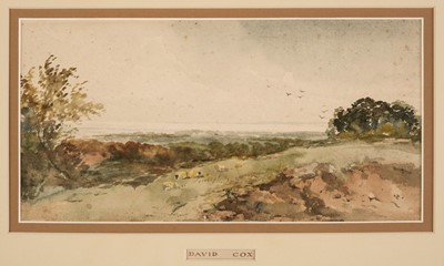 Lot 137 - Cox (David, 1783-1859). Landscape with sheep and trees, and sea in distance
