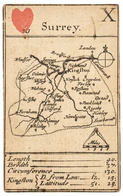 Lot 146 - Surrey. Morden (Robert), Playing card map of Surrey, circa 1676
