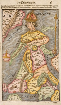 Lot 108 - Europe. Munster (Sebastian), Untitled map of Europe as a woman, circa 1580