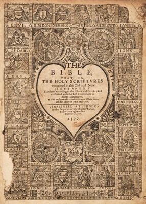 Lot 249 - Bible [English]. The Bible, London: Deputies of Christopher Barker, 1599 [i.e. circa 1599-1640]