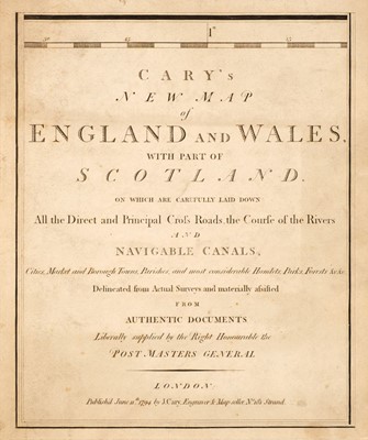 Lot 95 - Cary (John). Cary's New Map of England and Wales with part of Scotland, 1794 [1804]
