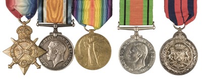 Lot 306 - WWI Medals. A group of five to Trooper W.H. Graham, Life Guards