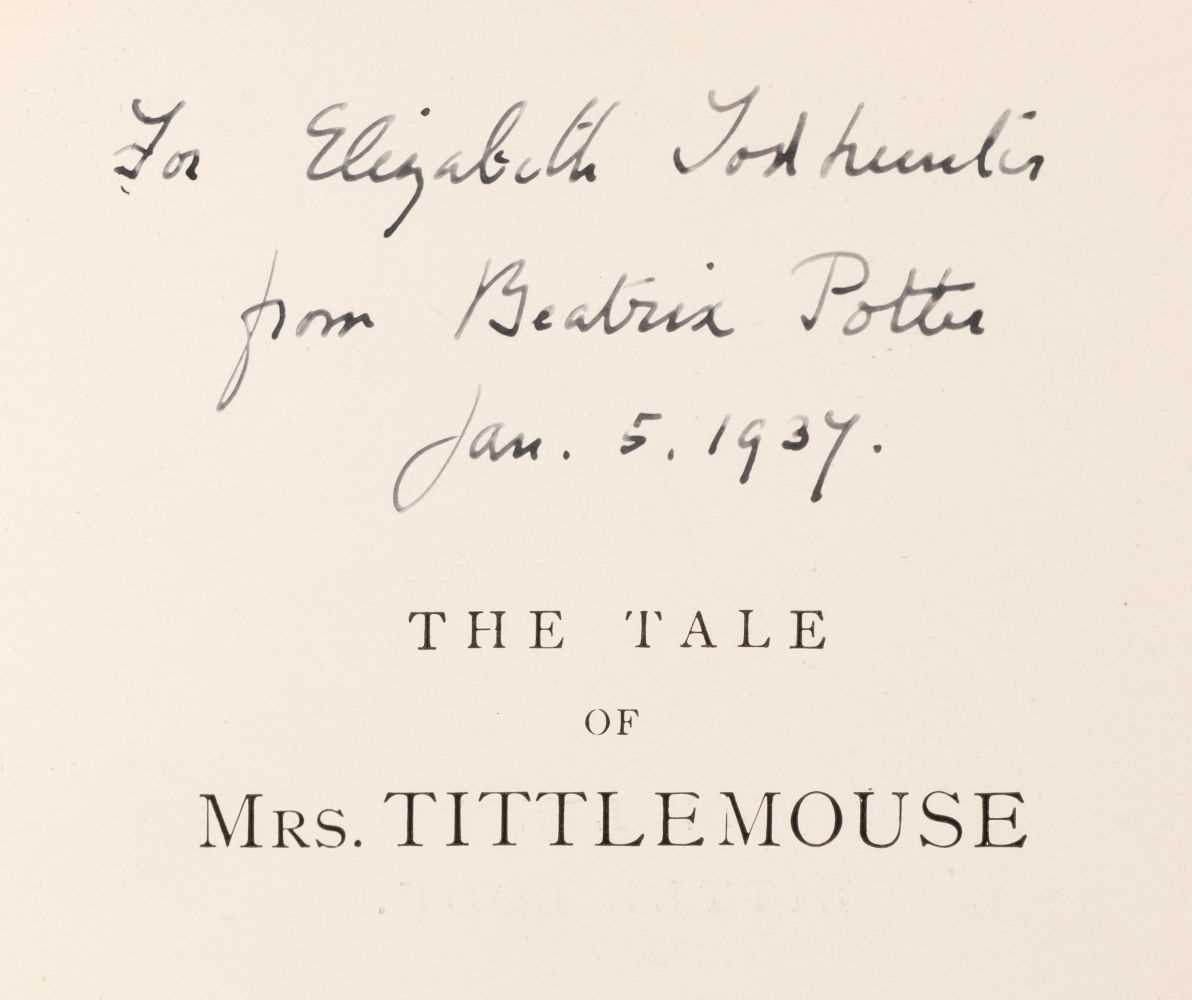 Lot 623 - Potter (Beatrix). The Tale of Mrs. Tittlemouse, later edition, [after 1918], inscribed by author