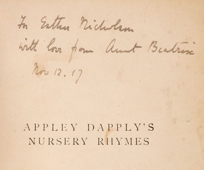 Lot 617 - Potter (Beatrix). Appley Dapply's Nursery Rhymes, 1st edition, [1917], inscribed by the author