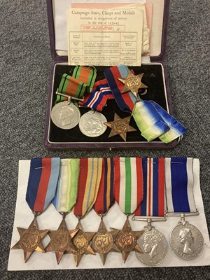 Lot 315 - WWII Medals. Two groups
