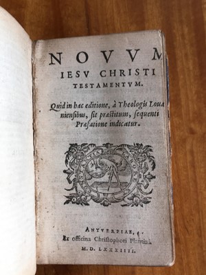 Lot 247 - Bible [New Testament - Latin]. Novum Iesu Christi Testamentum, Antwerp: Christopher Plantin, 1584