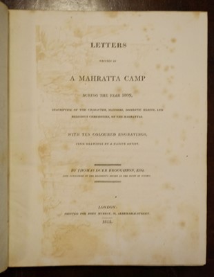 Lot 7 - Broughton (Thomas Duer). Letters written in a Mahratta Camp, 1813