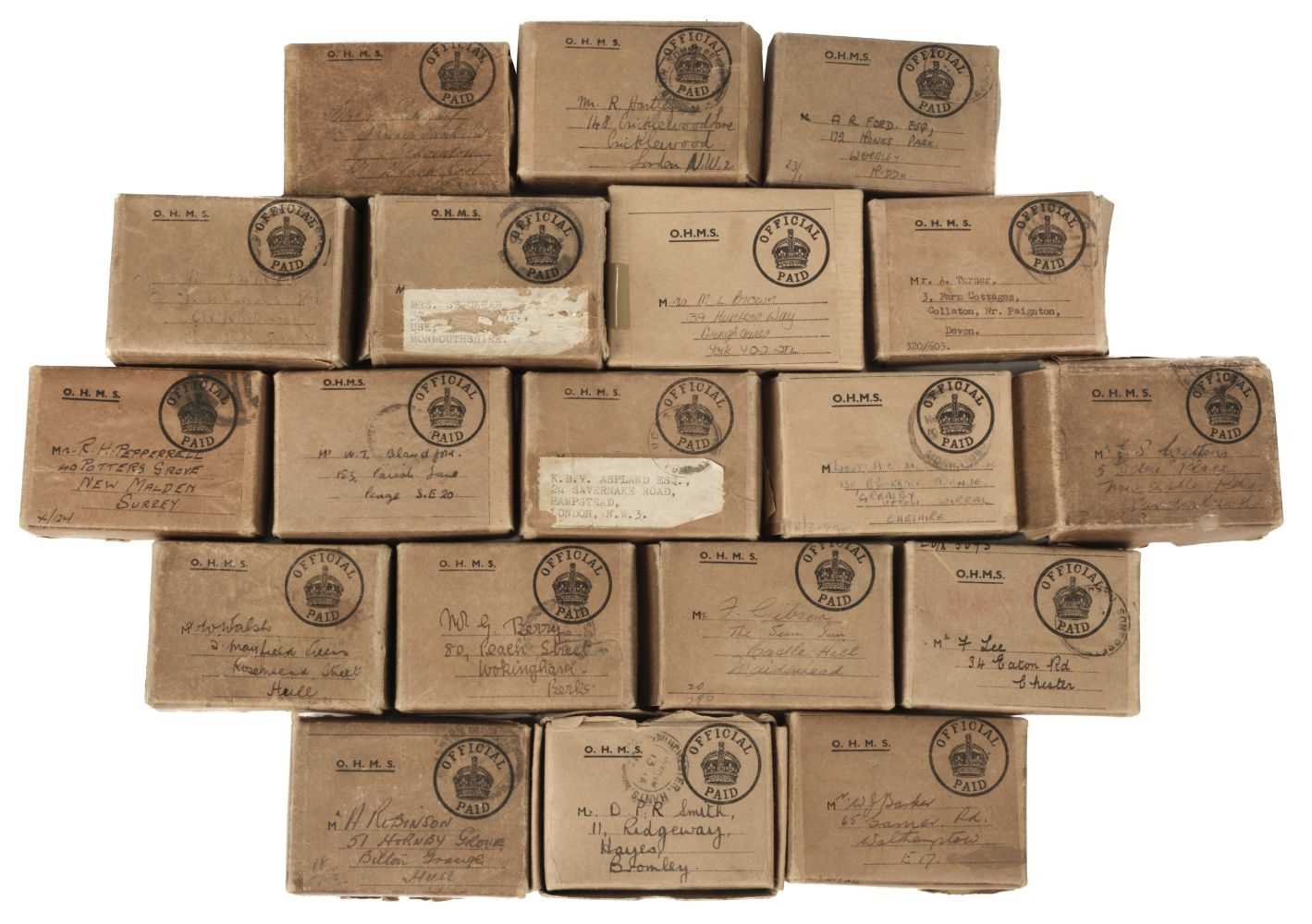 Lot 288 - Medal Boxes. A collection of WWII medal boxes