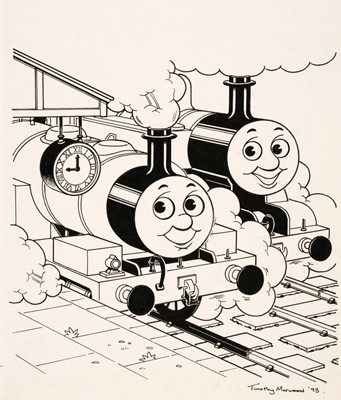 Lot 679 - Marwood (Timothy, 1954-2008). Six drawings of Thomas the Tank Engine and friends